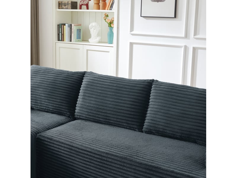  Canapé d'angle modulable 4 places 238x152x66 cm gris foncé en velours côtelé, canapé nuage sans montage  - Conforama E