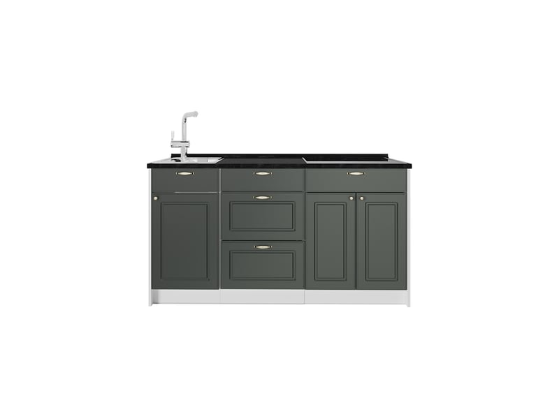 Vicco bloc cuisine, vert or campagneblanc, 150cm plan de travail anthracite - Conforama A