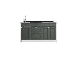 Vicco bloc cuisine, vert or campagneblanc, 150cm plan de travail anthracite