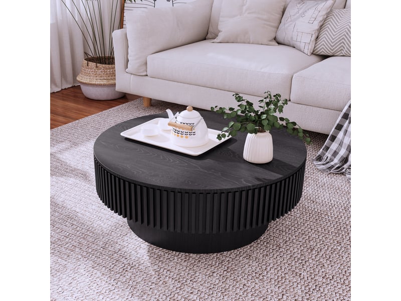  Table basse ronde 75 x 75 cm en bois massif et mdf  - Conforama W