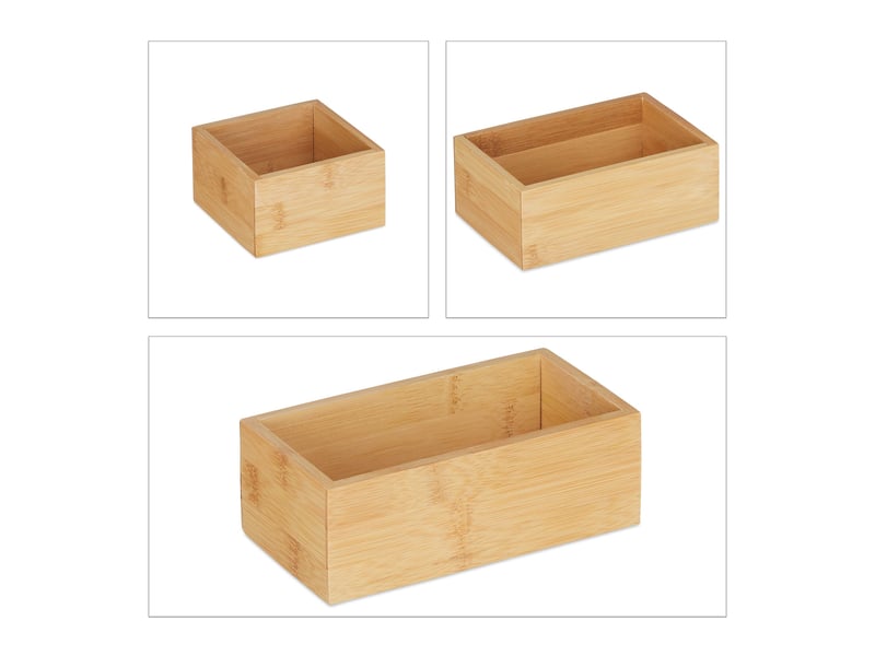  Lot de 5 boîtes de rangement pratiques pour bureau cuisine salle de bain 20 x 15 x 10 cm en bambou naturel 13_0010322  - Conforama A