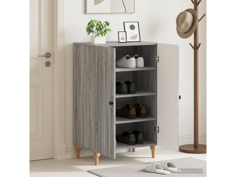  Meuble à chaussure, cabinet à chaussures alkmaar 59,5x39,5x90 cm sonoma gris  - Conforama B