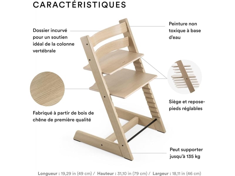  Chaise tripp trapp® chêne chêne naturel 495201 - Conforama B