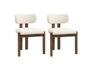 Lot de 2 chaises salle à manger 54x54x79 cm, confort bouclé structure en bois, design noyer et écru