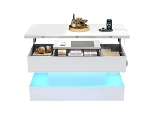 Table basse rectangulaire coloris blanc MEUBLIV  - 50 cmx100 cm