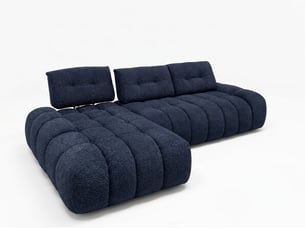 Canapé d'angle gauche fixe <strong>BOBOCHIC</strong> <strong>APOLLON</strong> 3 places Tissu Bleu