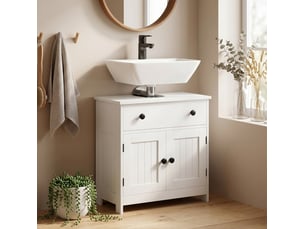 Meuble sous lavabo 60x30x60 cm 1 tiroir 2 portes mdf blanc