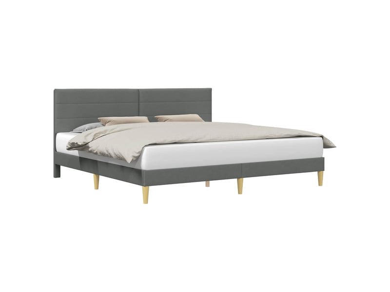  Lit double- lit adulte -  cadre de lit avec tête de lit gris foncé 180 x 200 cm tissu  - Conforama A