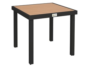 Table de jardin carrée 78x78x74 cm – naturel – plateau effet bois et cadre en aluminium résistant aux intempéries