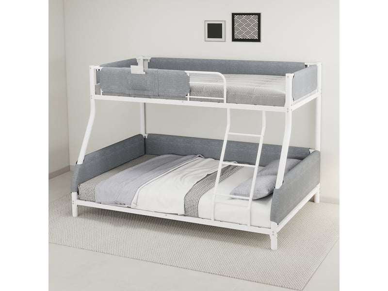  Lit superposé avec poche textile 90 × 190 140 × 190 cm, blanc vieilli IKSETERA TRADING LTD - Conforama B