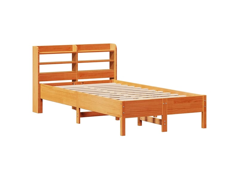  Lit simple- lit adulte -  cadre de lit sans matelas  marron 100x200cm bois pin massif  - Conforama B