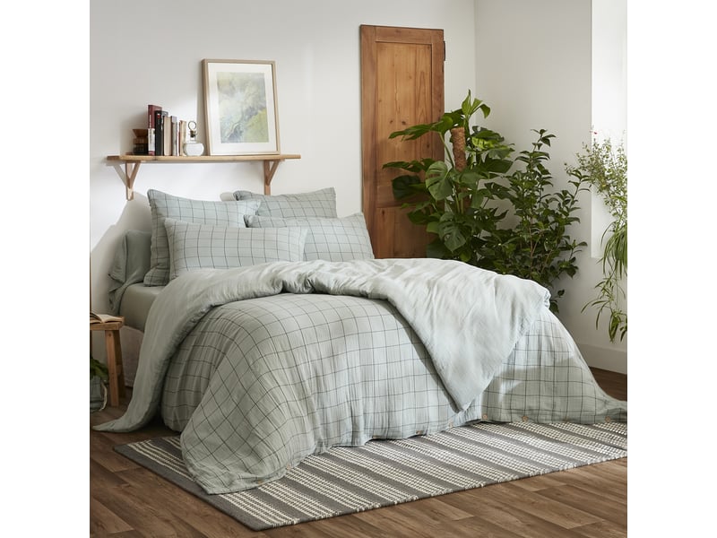  Housse de couette reversible 140x200 cm gaze de coton terra harmonie eucalyptus PD25031 - Conforama B