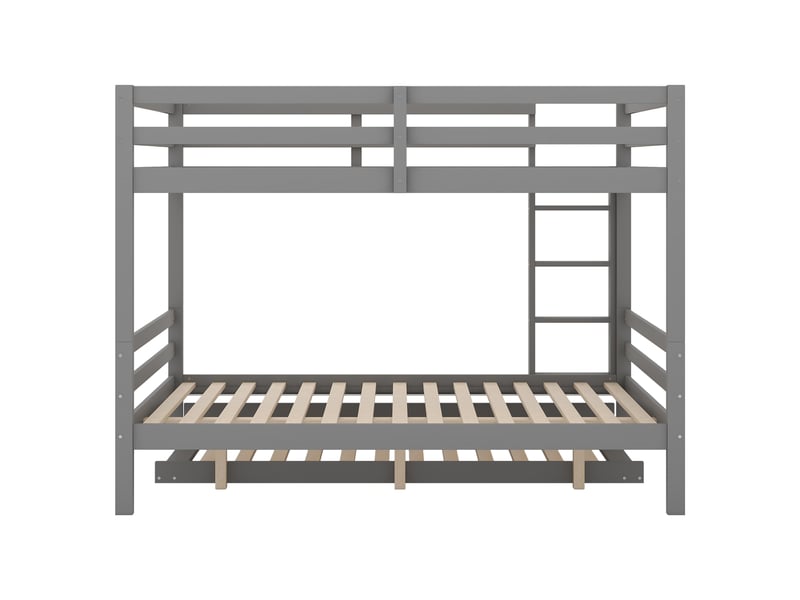  Lit superposé gris 140x200 cm, lit gigogne, escalier et garde-corps hauts  - Conforama D
