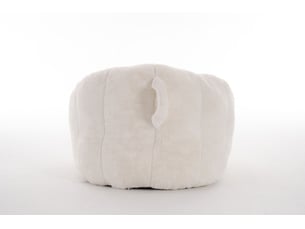 Pouf géant enfant 75x70x52 cm, dossier ergonomique, surface en velours ultra douce, polyester, mousse, beige