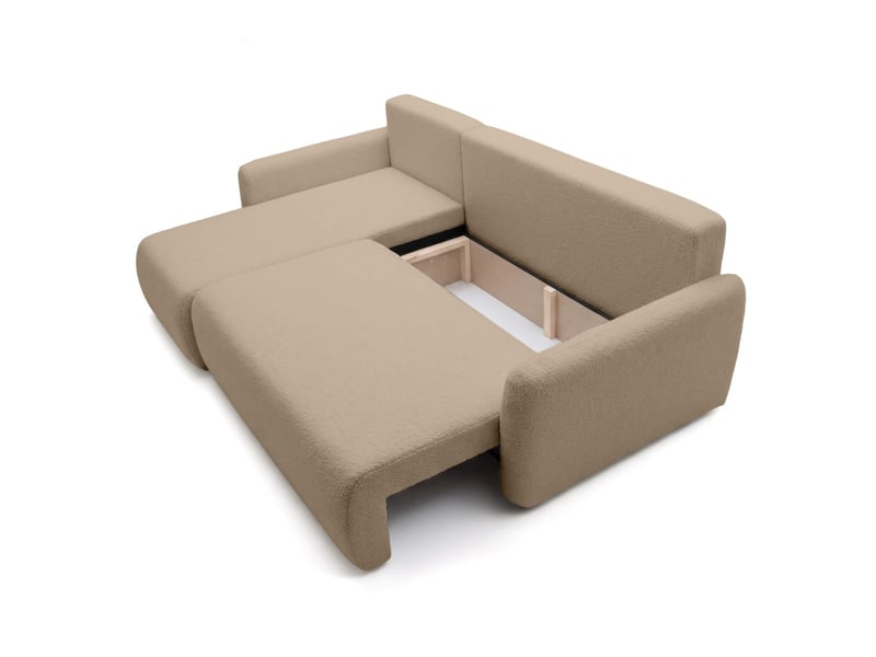  Alya - canapé d'angle convertible et réversible 3 places accoudoirs fins en bouclette  - Conforama D