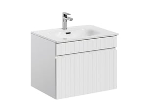Ensemble icon blanc : meuble sous vasque 60cm + vasque à encastrer en céramique blanche