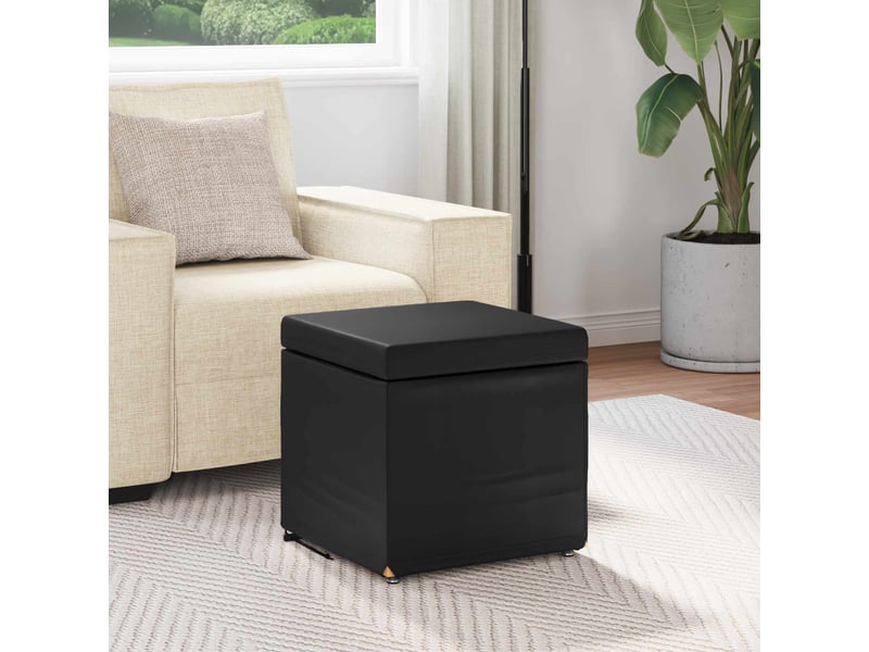  Tabouret bas, ottoman noir 41x41x40 cm  - Conforama C