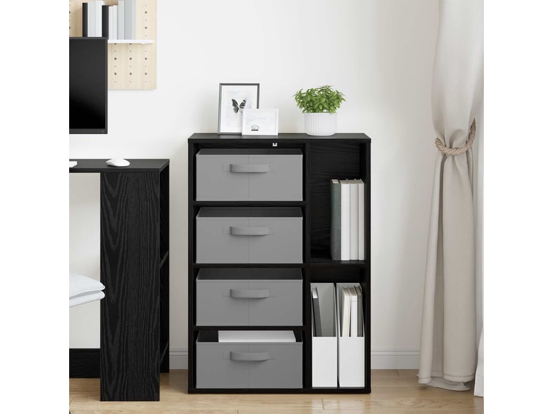  Buffet - bahut - meuble de rangement chêne noir 60 x 33,5 x 84 cm  - Conforama D