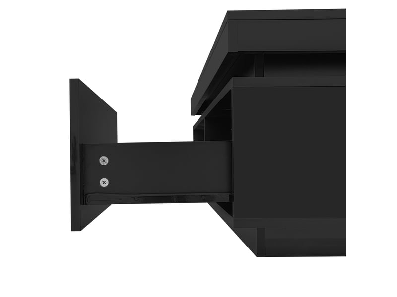  Table basse 100x50x40 cm avec éclairage led et tiroir en panneau de particules noir  - Conforama D
