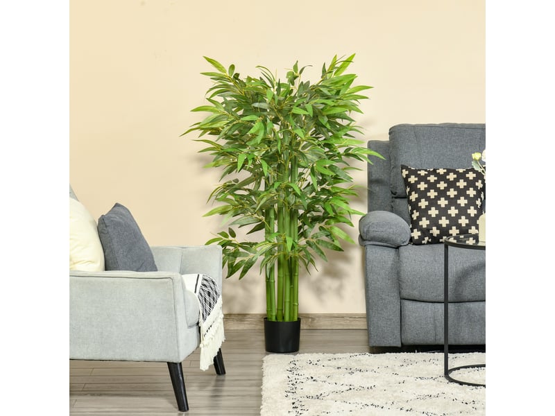  Plante artificielle bambou arbre artificiel 140 cm avec pot, fausse plante vert décoration d'intérieur  - Conforama D