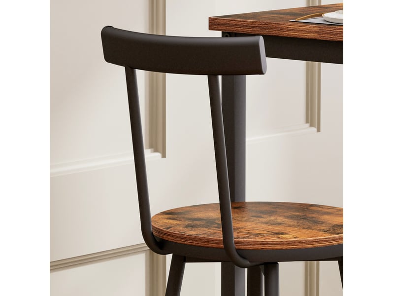  Ensemble table de bar 60x92 cm, 2 tabourets, style industriel, salle à manger et salon, confortable, aggloméré, marron  - Conforama E
