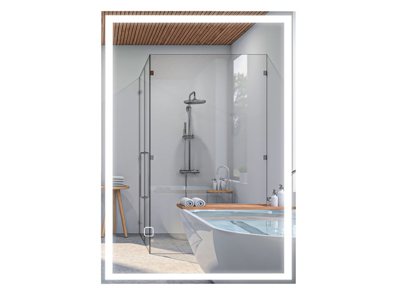  Miroir de salle de bain, miroir mural avec led et interrupteur tactile, blanc  - Conforama B