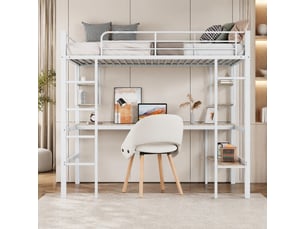 Lit mezzanine 90x200 cm <strong>MEULVA</strong> <strong></strong> coloris blanc