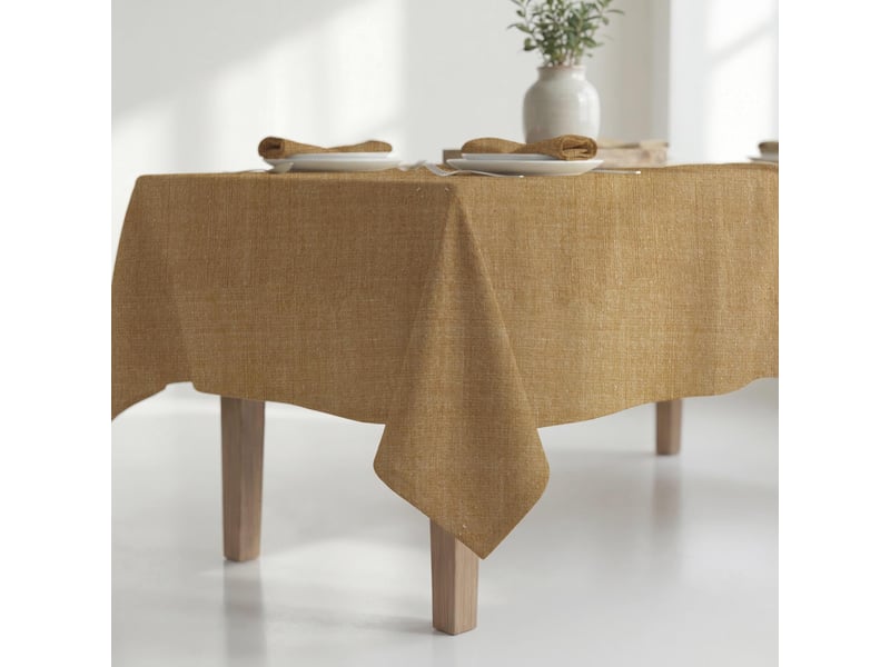  Nappe rectangle anti-tâches en coton 150x250 cm chambray ocre, par soleil d'ocre  - Conforama B