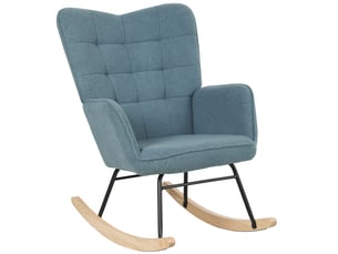 Fauteuil à bascule, design ergonomique, patins en bois massif, jusqu'à 120 kg, bleu clair