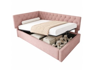 Lit coffre 90x190 cm ULQENI coloris rose