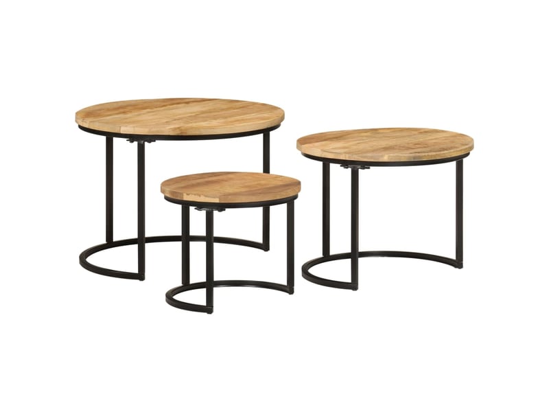  Tables gigognes 3 pcs | table de salon bois de manguier massif brut  - Conforama B