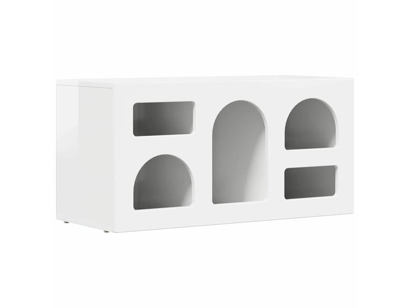  Meuble tv - banc tv - meuble de rangement elst 80 x 35 x 40 cm blanc brillant bois d'ingénierie  - Conforama A