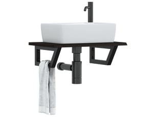 Étagère de vasque | étagère murale acier et bois de chêne massif shl7001