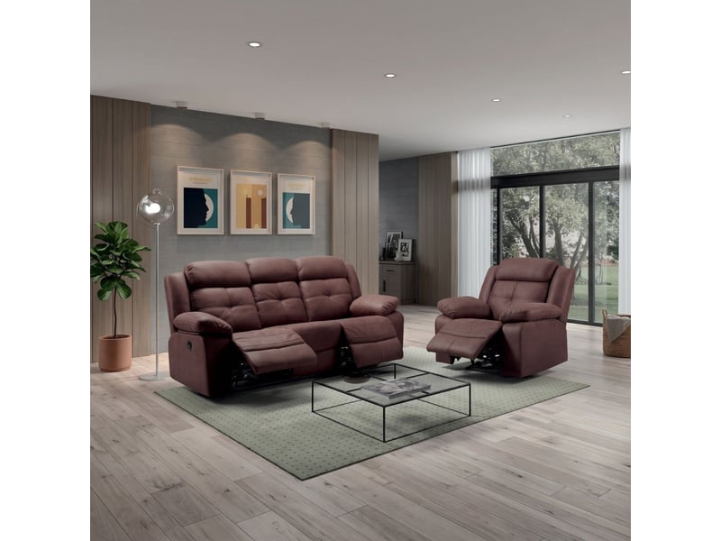  Canapé 3 places relax électrique tissu aspect peau chocolat - adolis ADOLIS - Conforama D