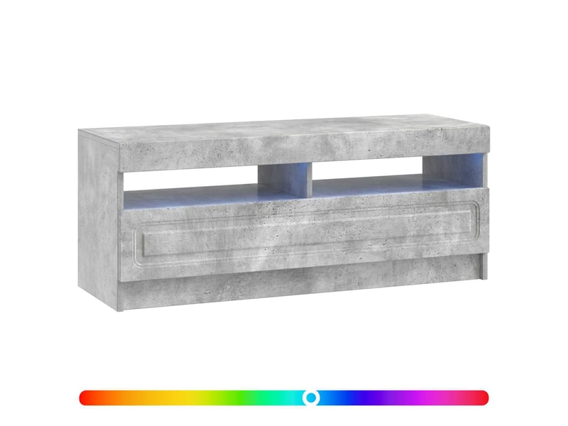  Meuble tv - banc tv - meuble de rangement led gris béton bois d'ingénierie  - Conforama C