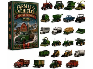 Calendrier de l'avent 2026 – 24 véhicules et machines agricoles en acrylique 2d, collection déco ferme
