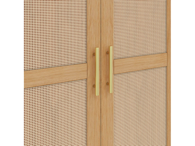 Armoire,76x50x184 cm,2 portes avec led,mdf et panneau de particules,naturel - Conforama E