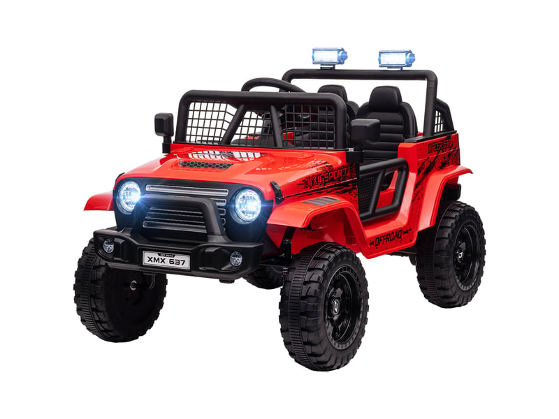  Voiture électrique pour enfants avec suspension souple, télécommande, phares led, klaxon, moteurs 12 v, en plastique et métal, rouge  - Conforama B