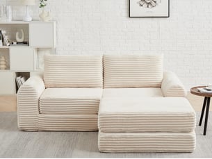 Canapé d'angle compressé réversible convertible <strong>BIQZUYA</strong> <strong></strong> 2 places Velours beige