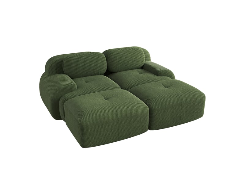  Canapé modulaire 2 places modenvie sans cadre en velours côtelé vert 208 x 178 x 70 cm  - Conforama A