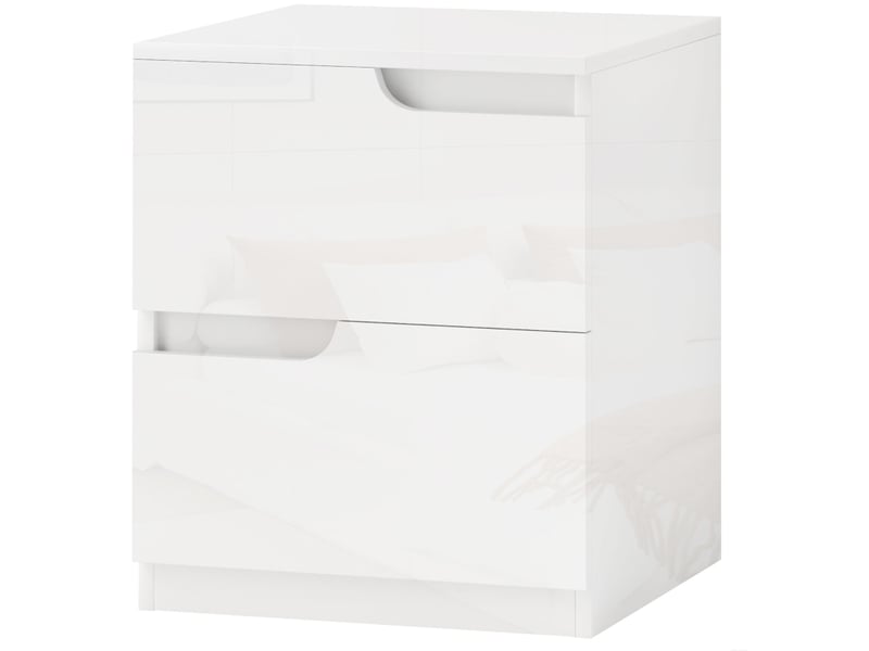  Table de chevet avec 2 tiroirs  40 x 40 x 48 cm, blanc brillant, design sans poignée  - Conforama A