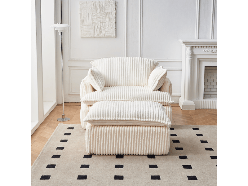  Fauteuil tcqpz compressé avec repose-pieds 115 x 89 x 77 cm 1 place pour petits espaces salon appartement étudiant beige  - Conforama D