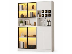 Vitrine coloris blanc 9 étagère(s) OKMYHOME - 140 cmx200 cm