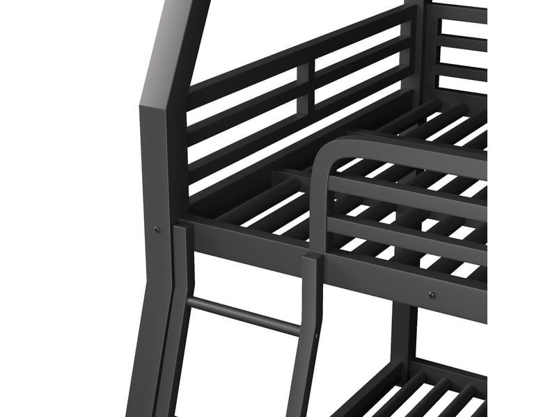 Lit superposé triple en métal à trois niveaux, couchages 90 x 200, 120 x 200 et 140 x 200 cm, noir - Conforama W