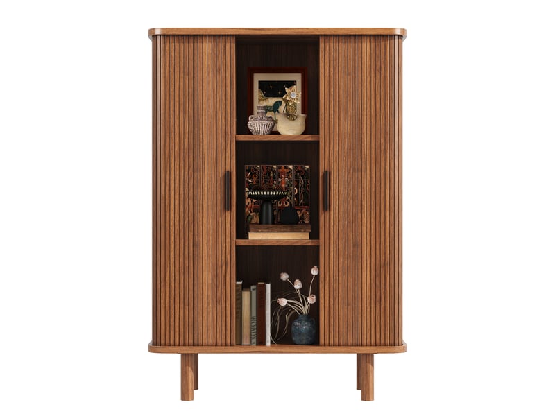  Buffet haut,110x40x160 cm,avec rangement,mdf et bois,marron foncé  - Conforama A