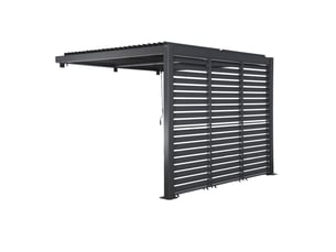 Pergola bioclimatique aluminium adossée 3x3m anthracite + 3 persiennes 100cm palace