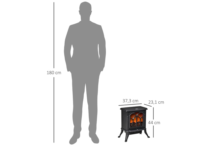  Cheminée électrique sur pied noire, effet flamme led, chauffage 7501500 w  - Conforama E