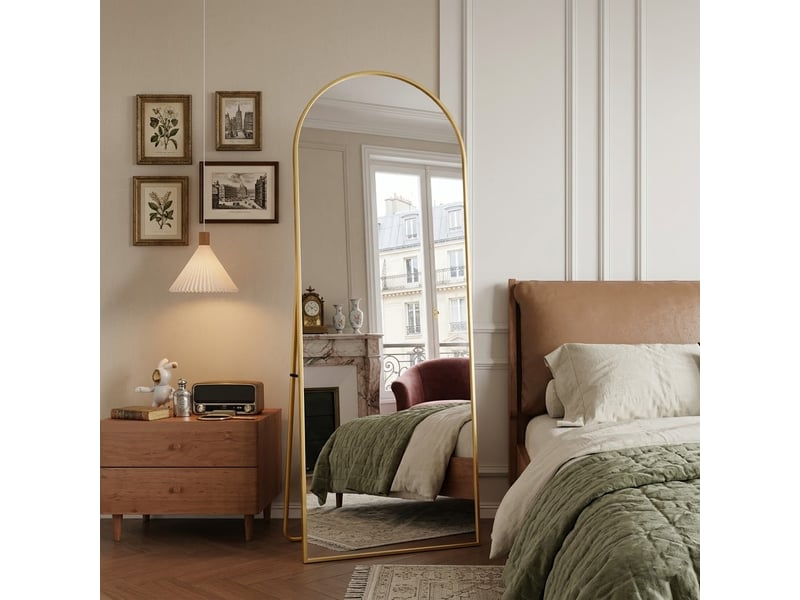  Miroir sur pied dore 165x60 cm, miroir arche pleine longueur avec cadre aluminium,miroir sur piedmural pour salle de bain, chambre, entrée  - Conforama B