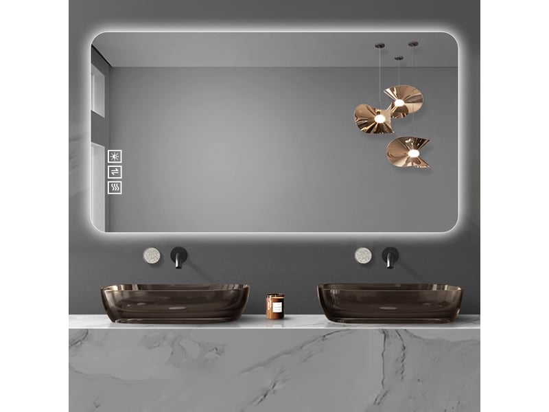 Miroir salle de bain led 60x120cm antibuée éclairage réglable 3 couleurs moderne murale verre trempé sécurité déco maquillage résistant longue durée - Conforama D
