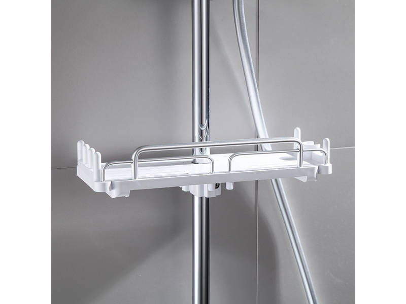  Support de douche télescopique sans perçage 28-44 cm, salle de bain suspendue, support de rangement pour tringle de douche (blanc)  - Conforama A